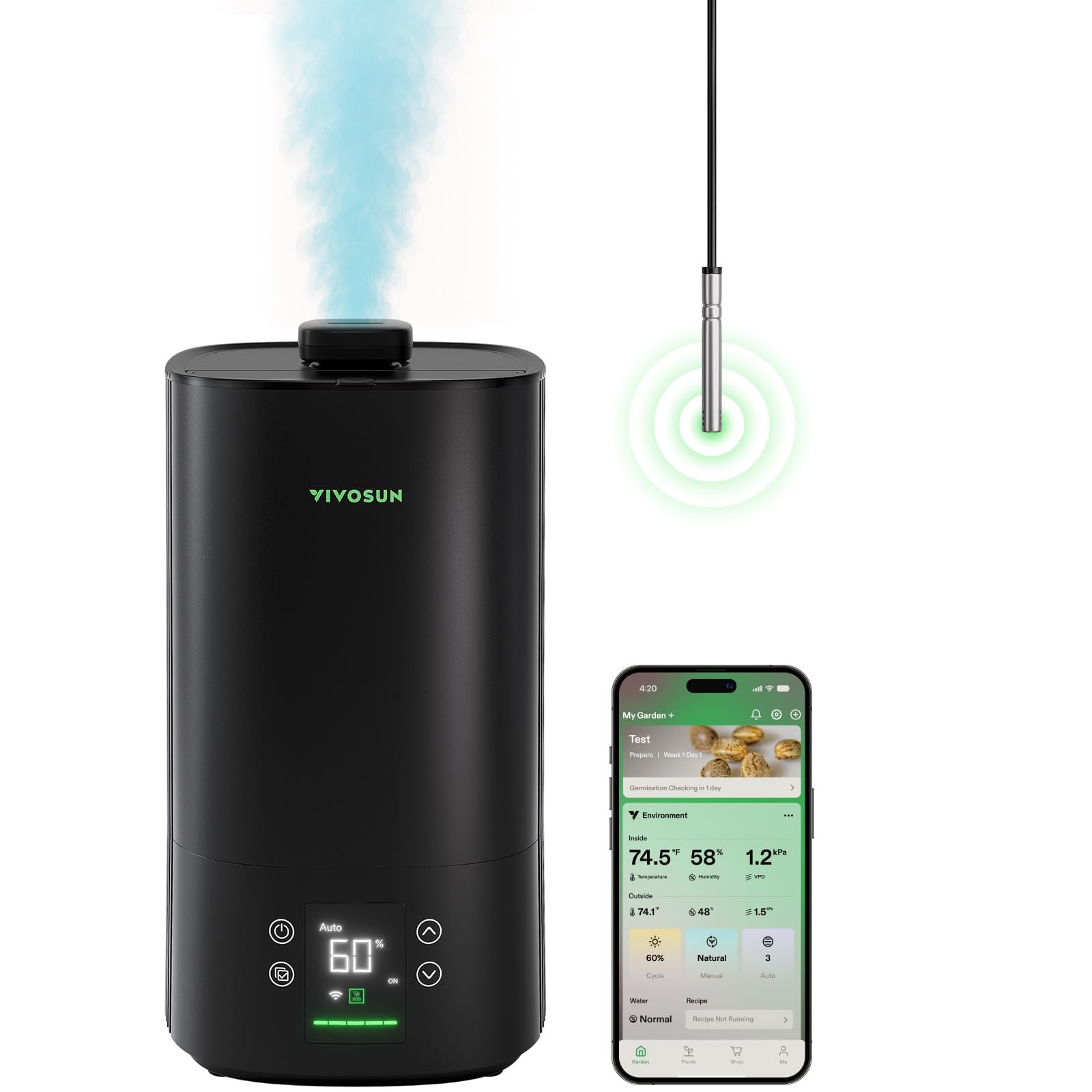 VIVOSUN AeroStream H05 humidifier front view for precision control in grow spaces