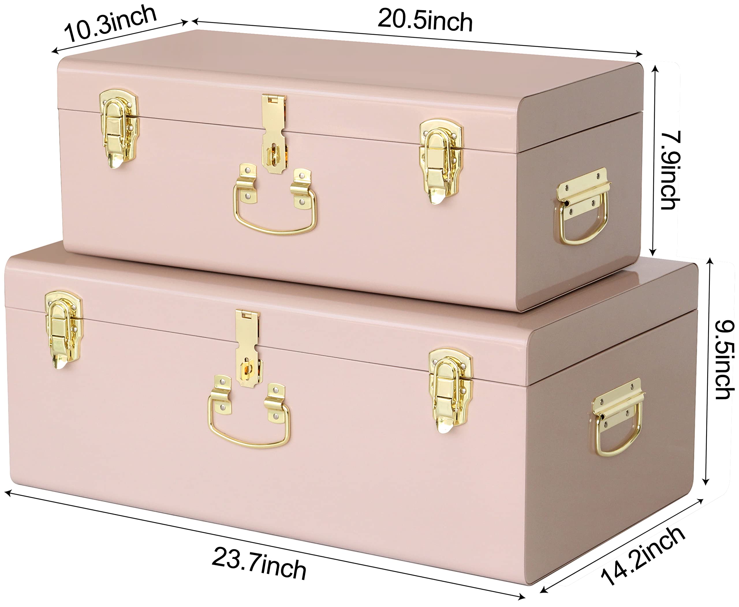 Vixdonos large pink metal trunk with durable construction and ample storage space.