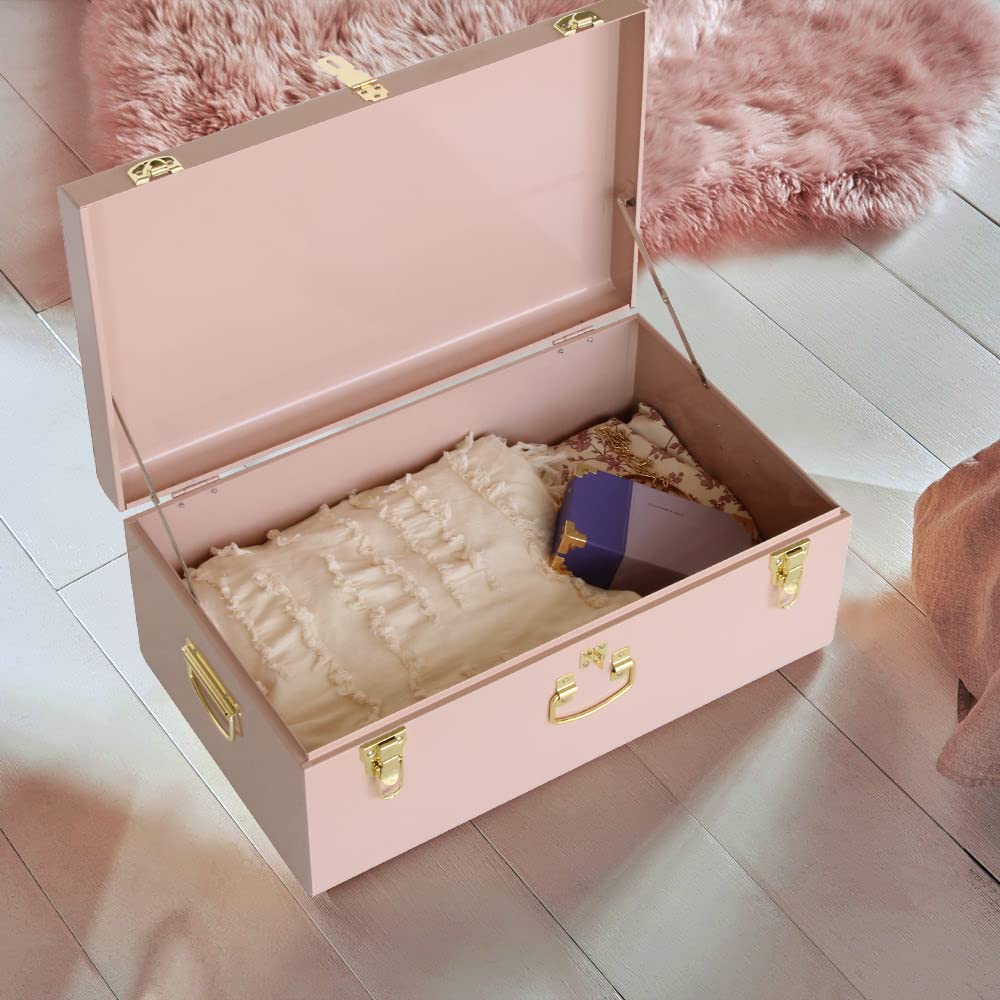 Durable metal accents resist wear for long-lasting dorm use.