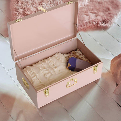 Durable metal accents resist wear for long-lasting dorm use.