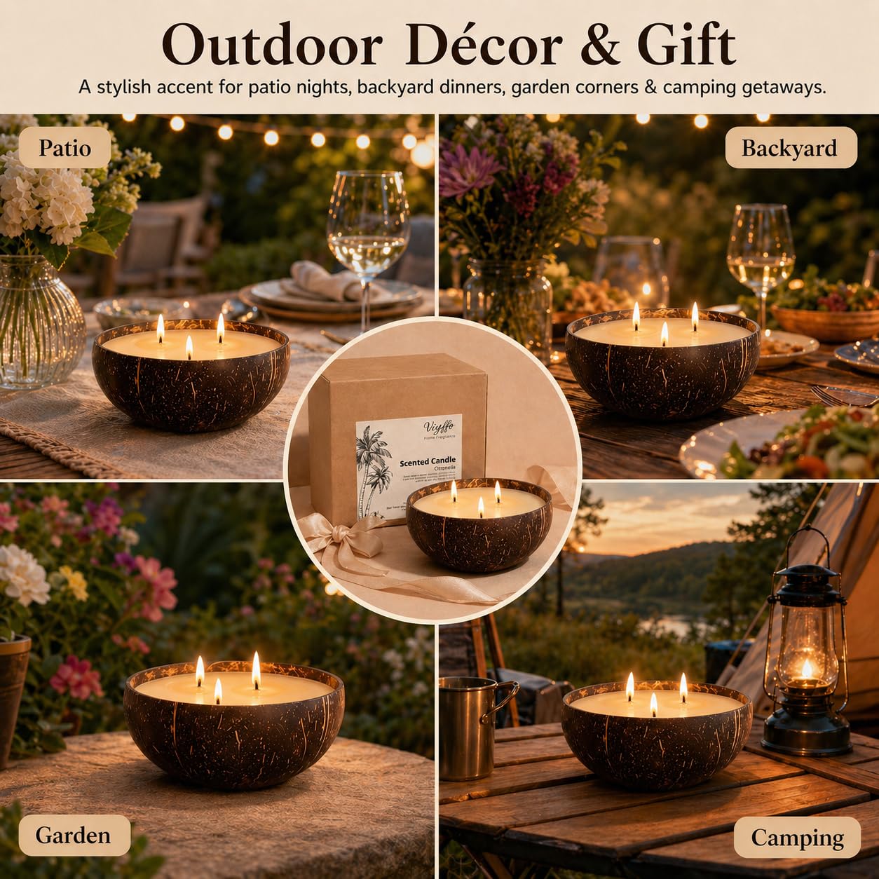Viyffo natural coconut shell jar adds earthy decor for indoors.