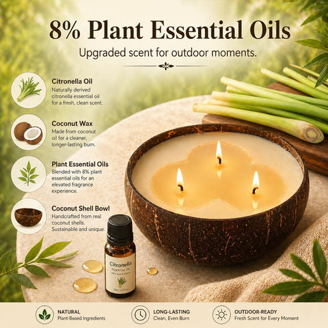 Viyffo soy wax candle with 8% fragrance concentrates aroma for longer outdoor enjoyment.