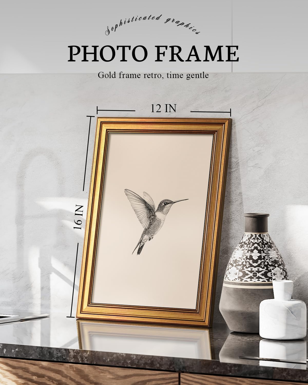 VIYYIEA gold frame wall art adds vintage charm to bedrooms
