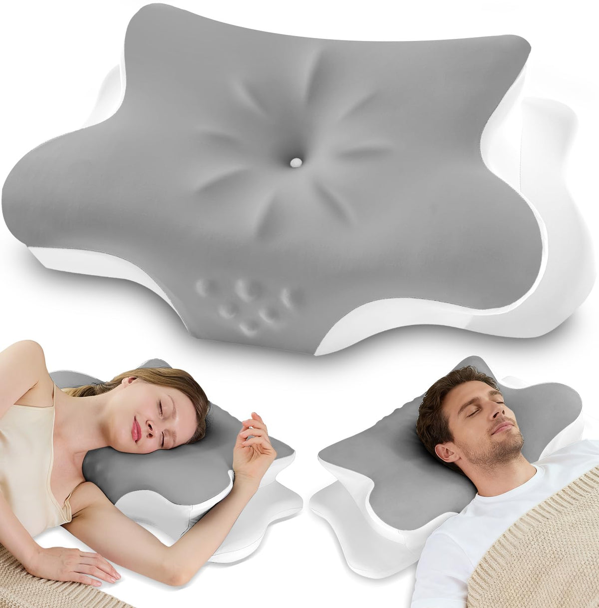 VJASD cervical neck pillow main shot showing ergonomic design for neck alignment