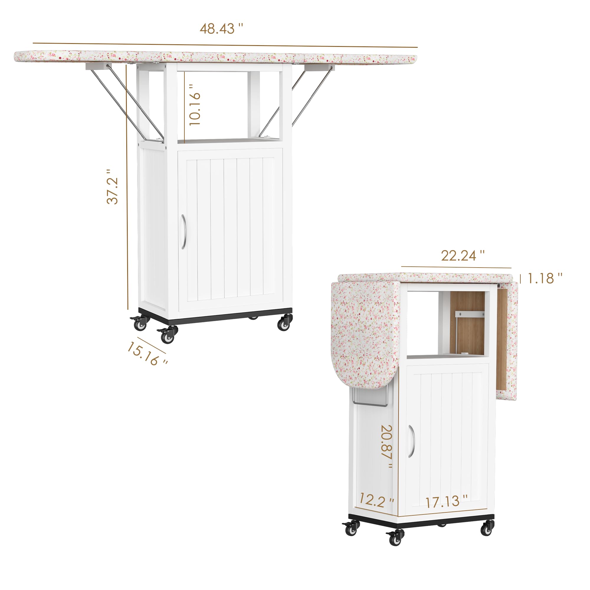 VKTO folding ironing board with storage cabinet keeps essentials close at hand
