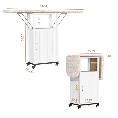 VKTO folding ironing board with storage cabinet keeps essentials close at hand