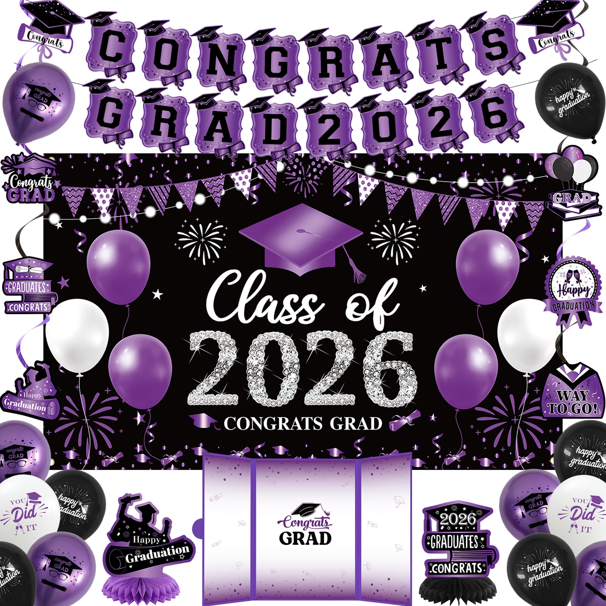 Vlipoeasn 2026 backdrop bundle creates a bold Class of 2026 visual for memorable photos.