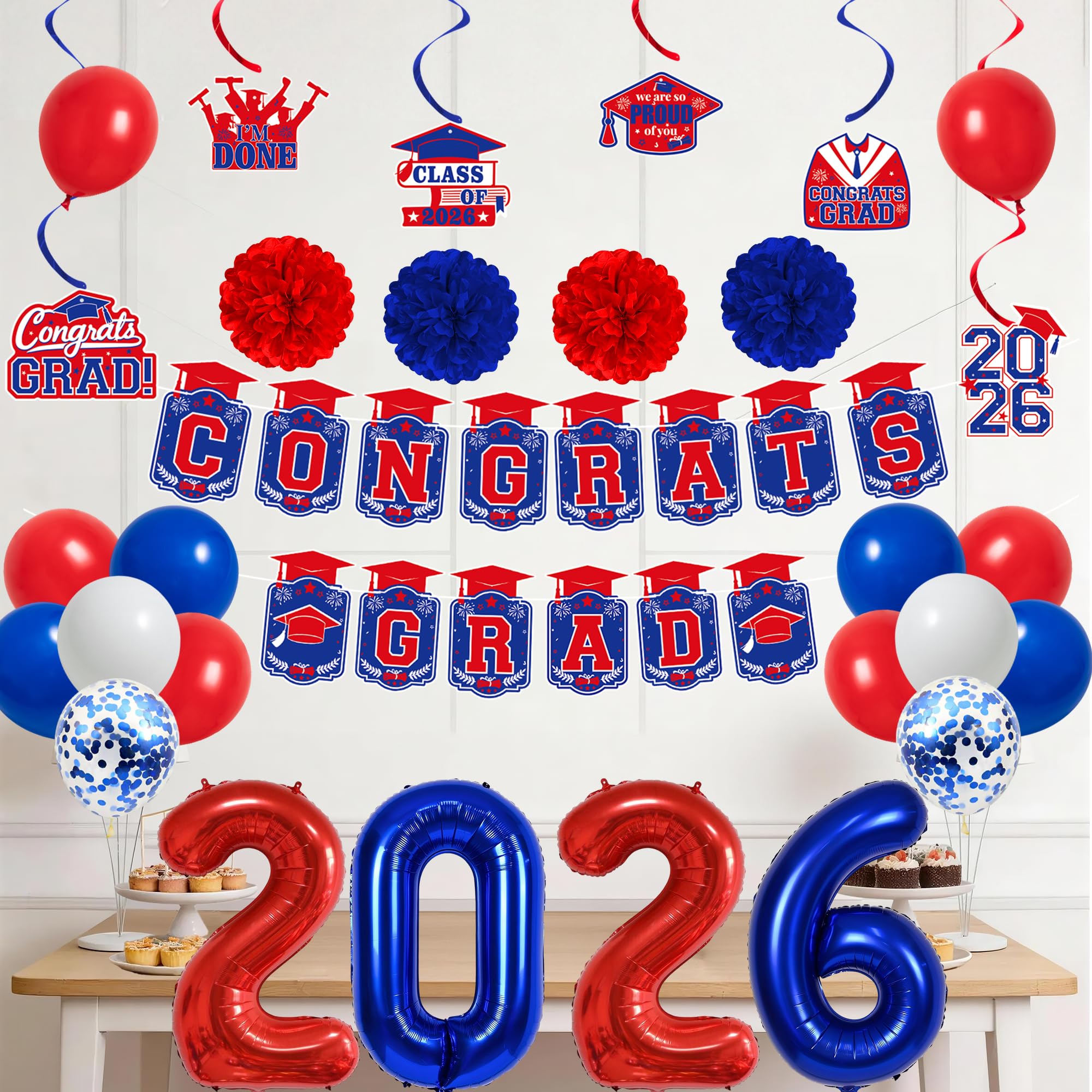 Vlipoeasn balloon white accents enhance contrast with banners and centerpieces.