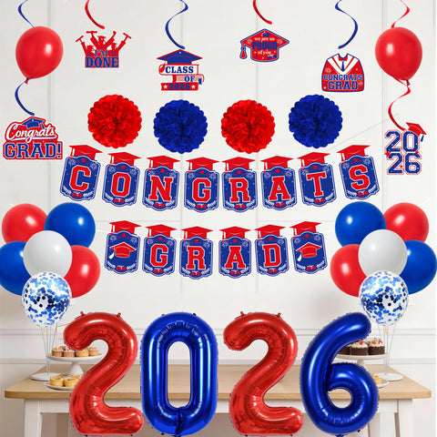 Vlipoeasn balloon white accents enhance contrast with banners and centerpieces.