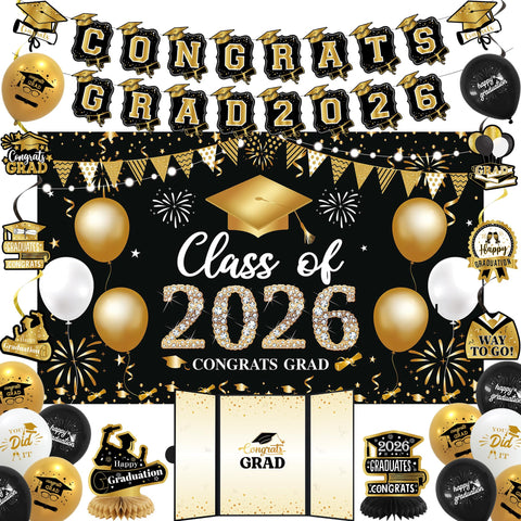 Vlipoeasn Black Gold 2026 backdrop for photo-worthy graduation moments