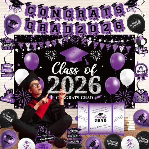 Vlipoeasn black-purple swirl ornaments create depth and movement.