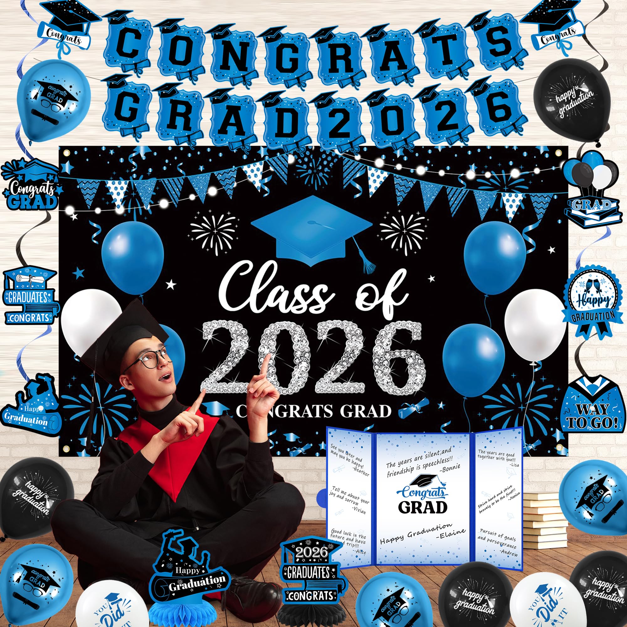 Vlipoeasn blue balloons create vibrant festive accents.