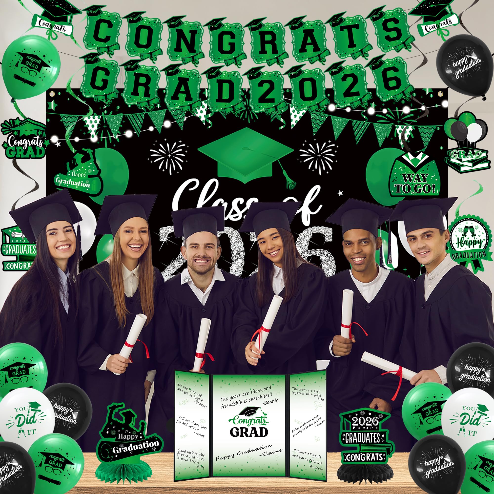 Vlipoeasn grad decor kit display ties the theme together.