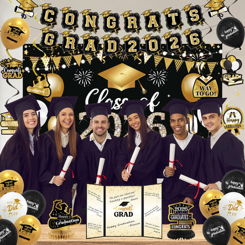 Vlipoeasn graduation-decoration-kit-contents showcases a complete party setup