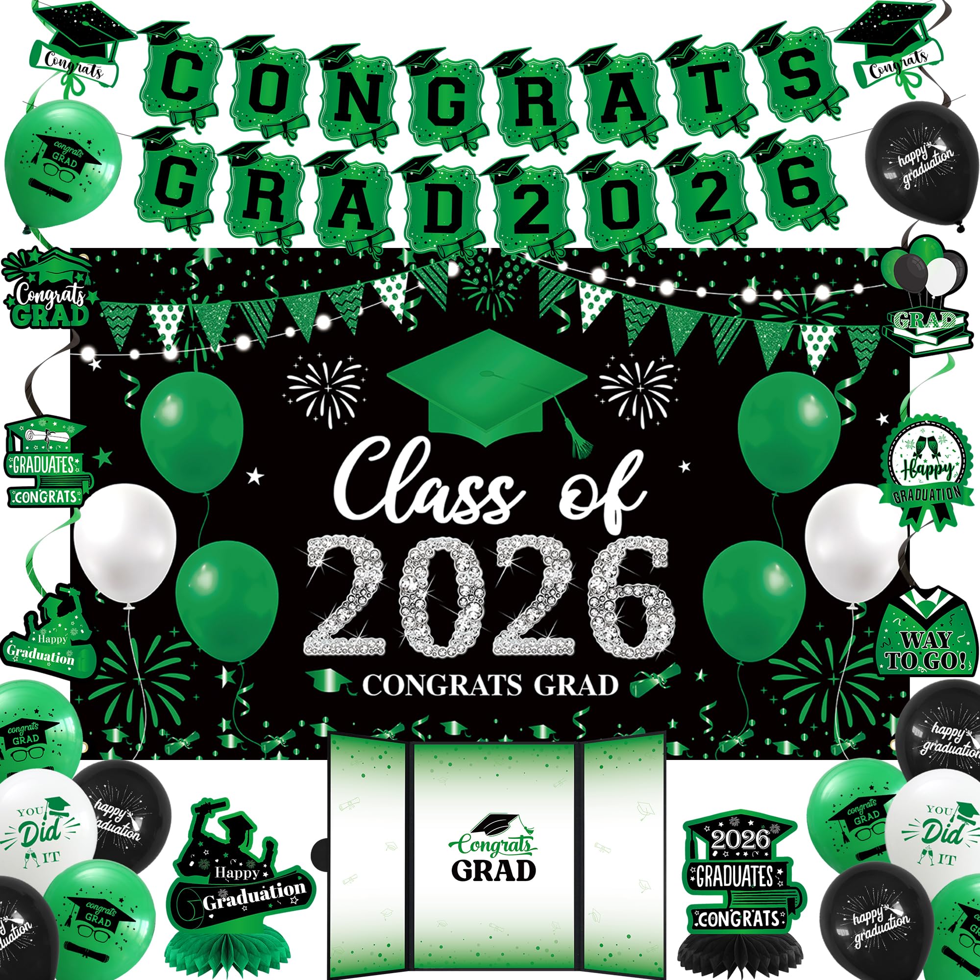 Vlipoeasn green 2026 backdrop enhances graduation photos indoors or outdoors.