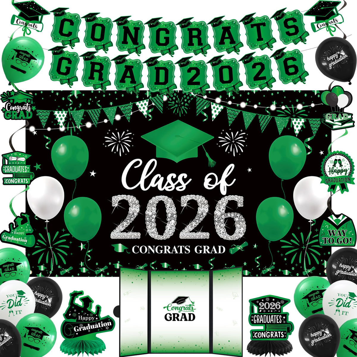 Vlipoeasn green 2026 backdrop enhances graduation photos indoors or outdoors.