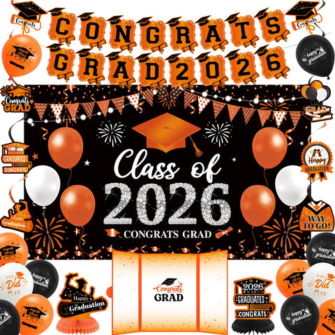 Vlipoeasn orange 2026 backdrop: vibrant graduation photo backdrop