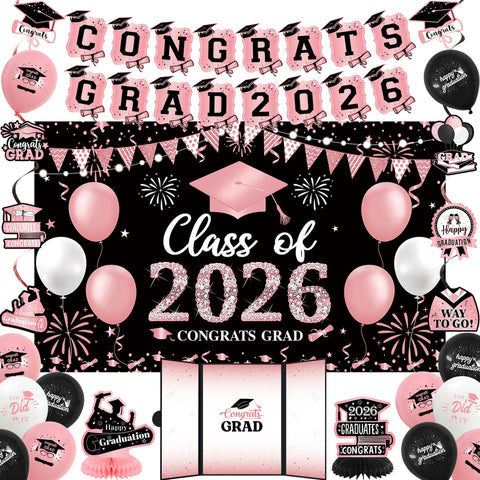 Vlipoeasn pink 2026 backdrop banner ideal for photo-worthy graduation moments