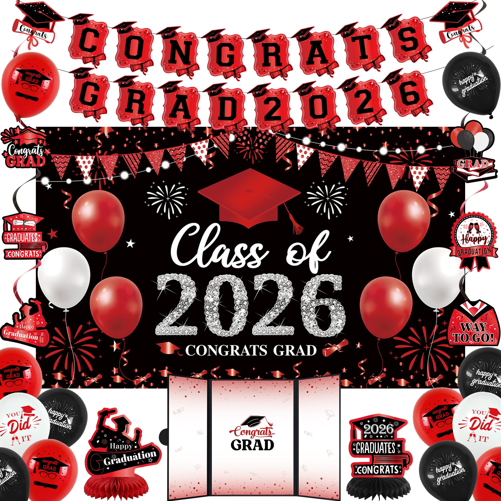 Vlipoeasn red 2026 backdrop for bold graduation photos