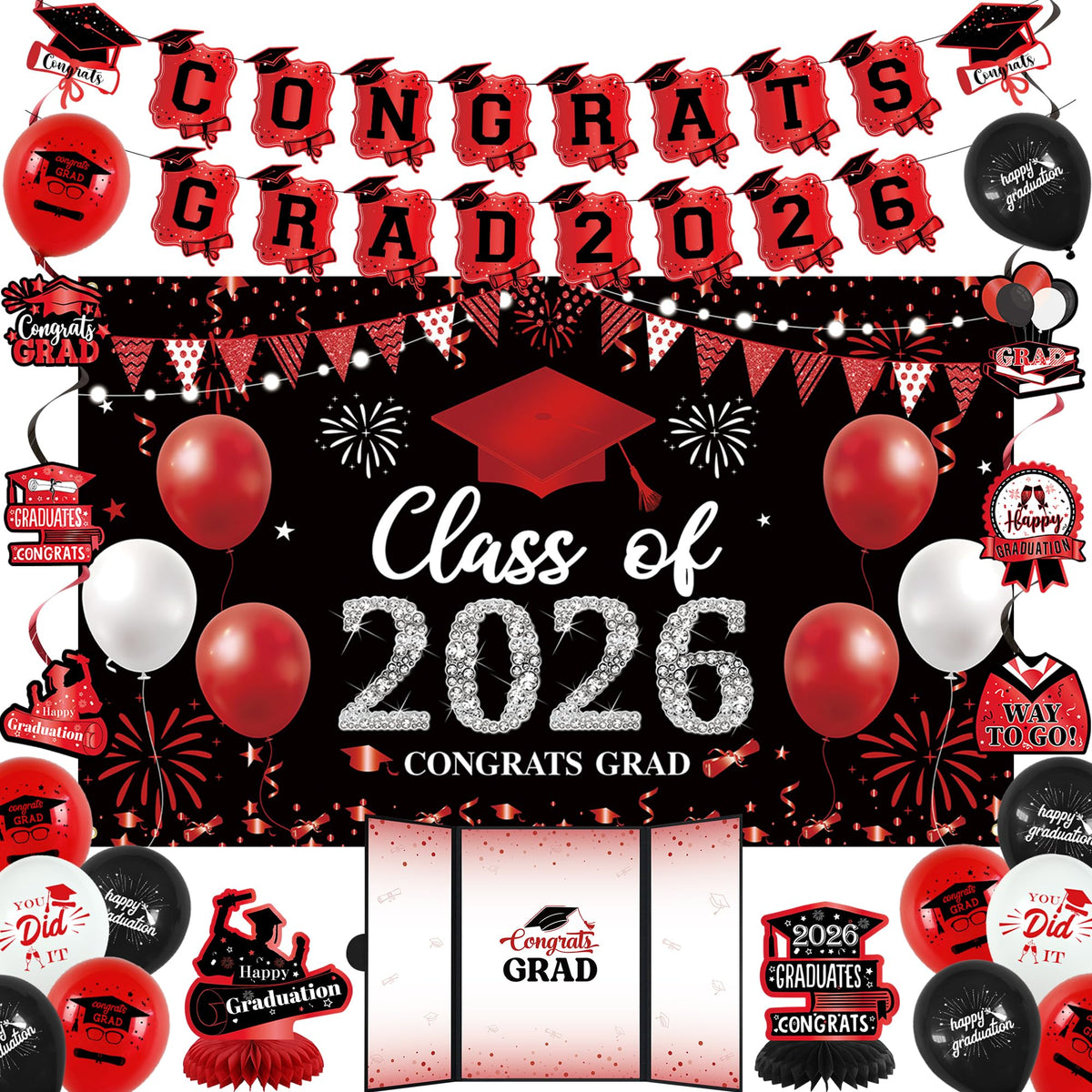 Vlipoeasn red 2026 backdrop for bold graduation photos