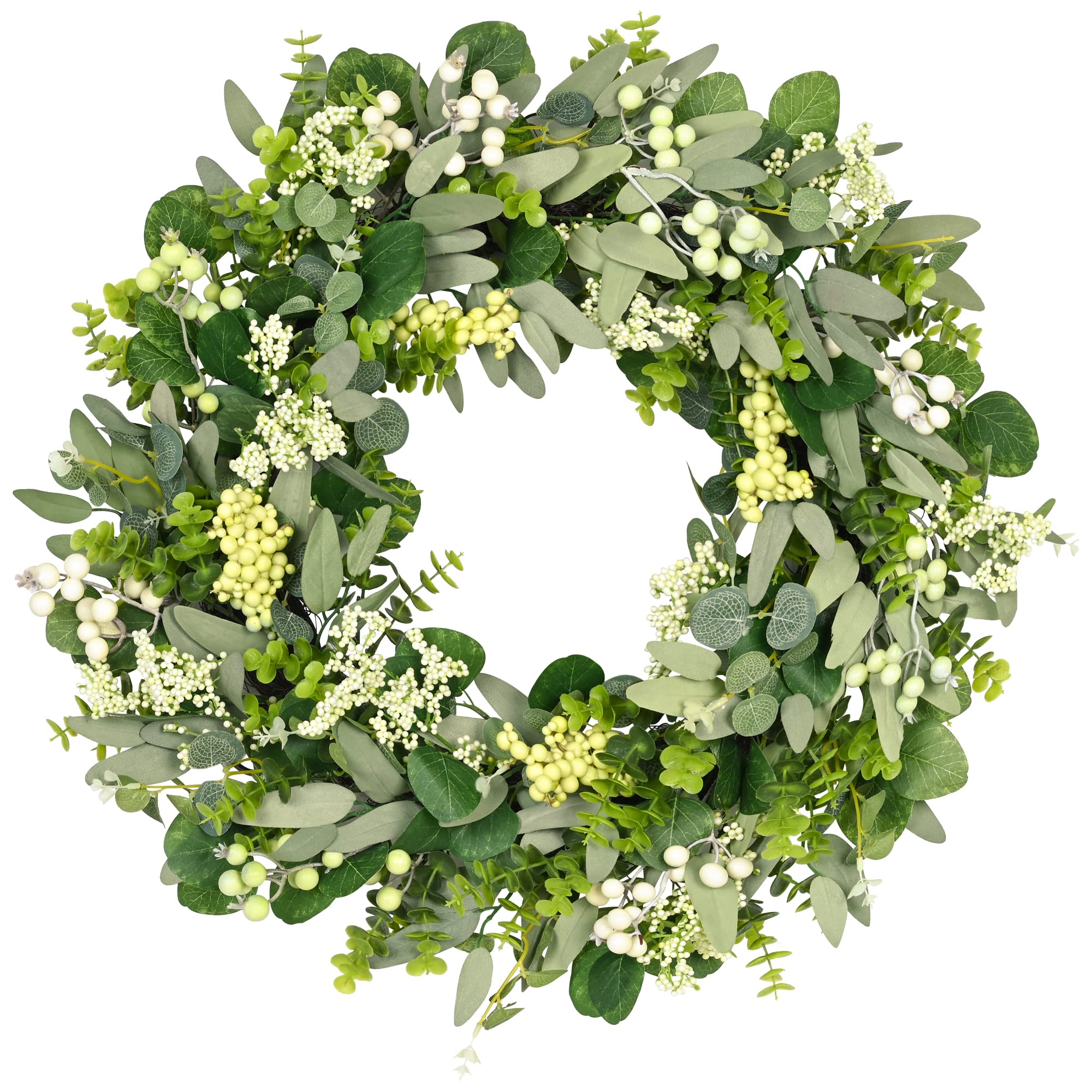 Vlorart 24-26 inch artificial greenery wreath for front door decor