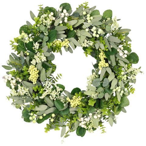 Vlorart 24-26 inch artificial greenery wreath for front door decor