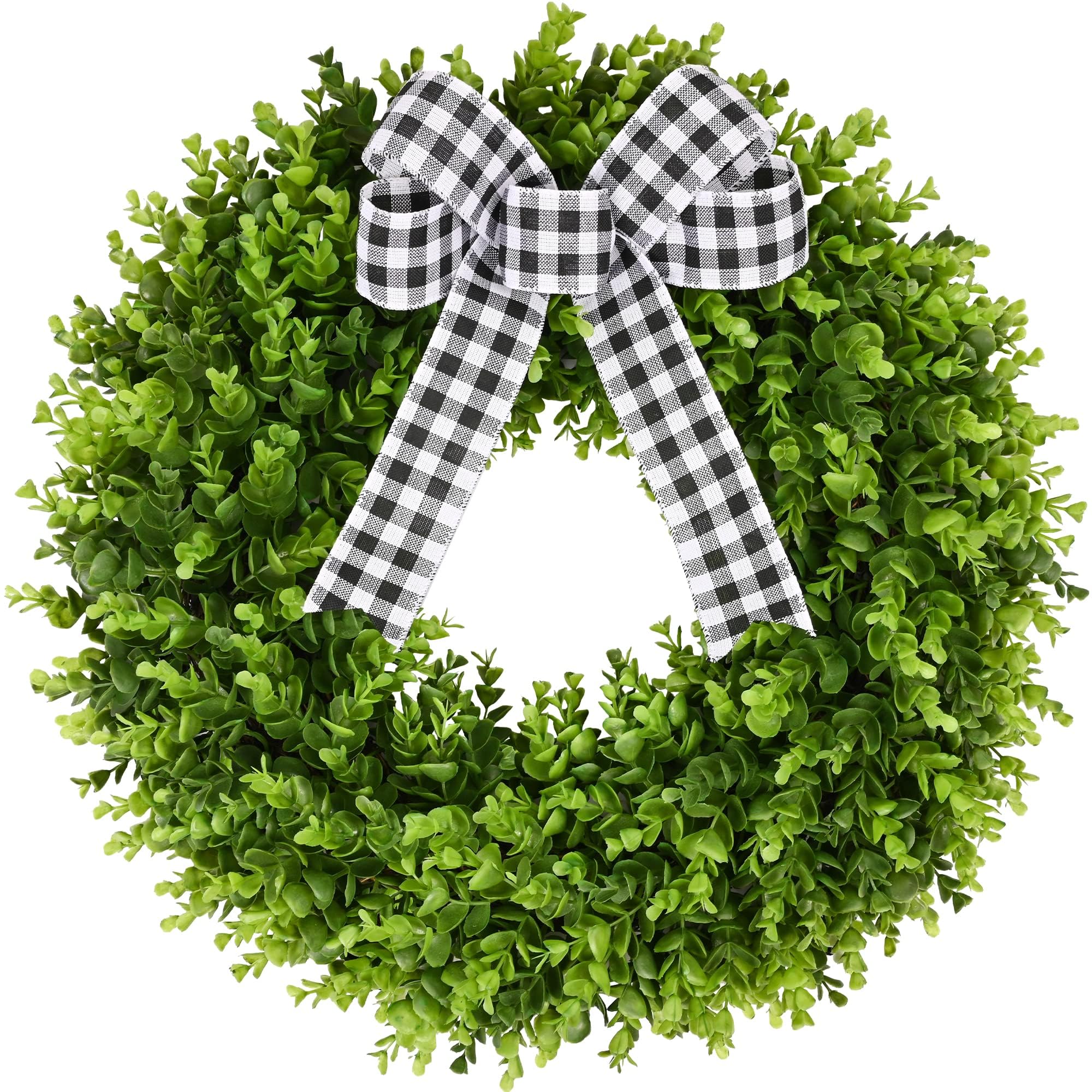 Vlorart 24in boxwood wreath on front door for year-round curb appeal