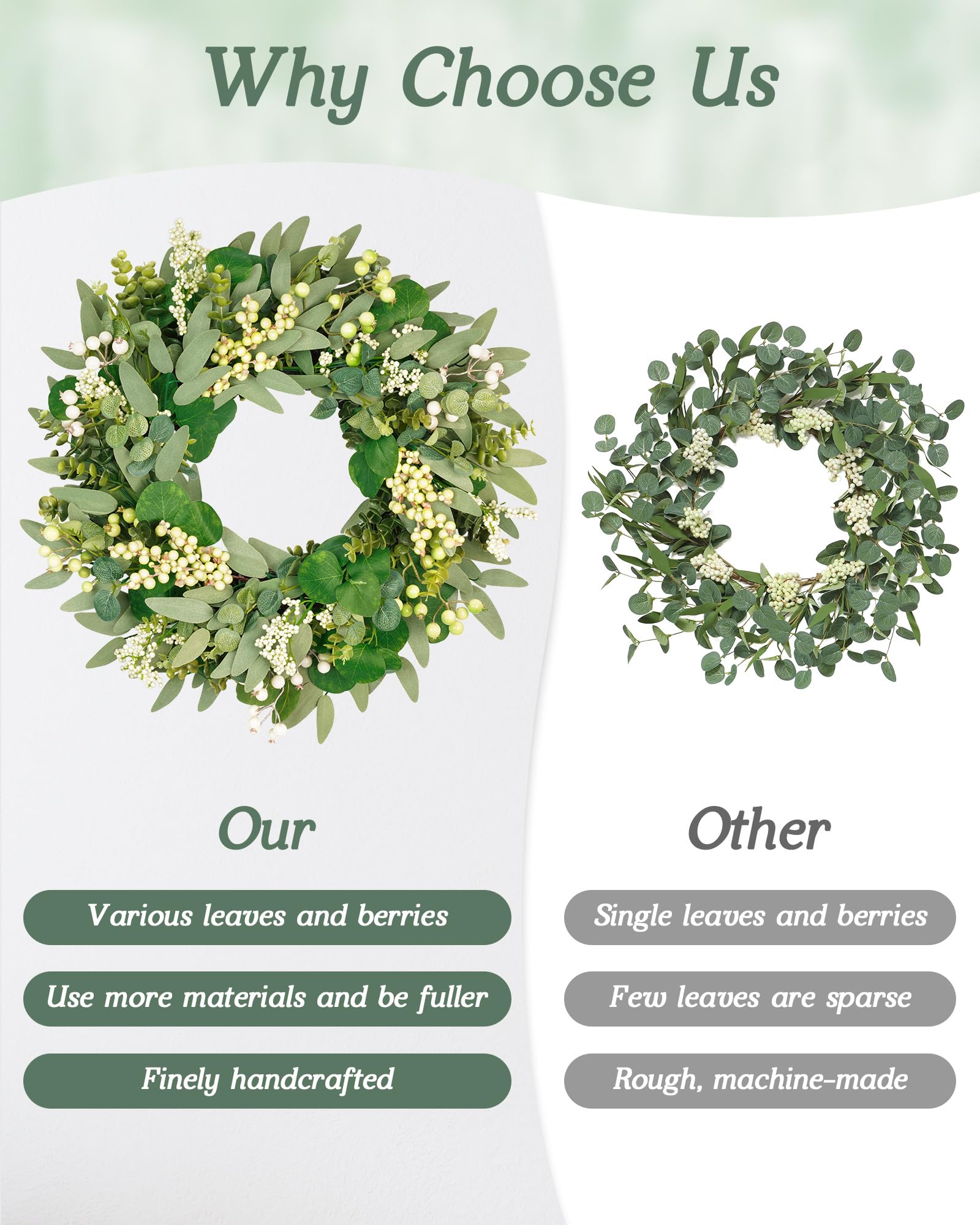 Vlorart all-season wreath suitable for spring through winter.