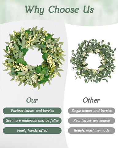 Vlorart all-season wreath suitable for spring through winter.