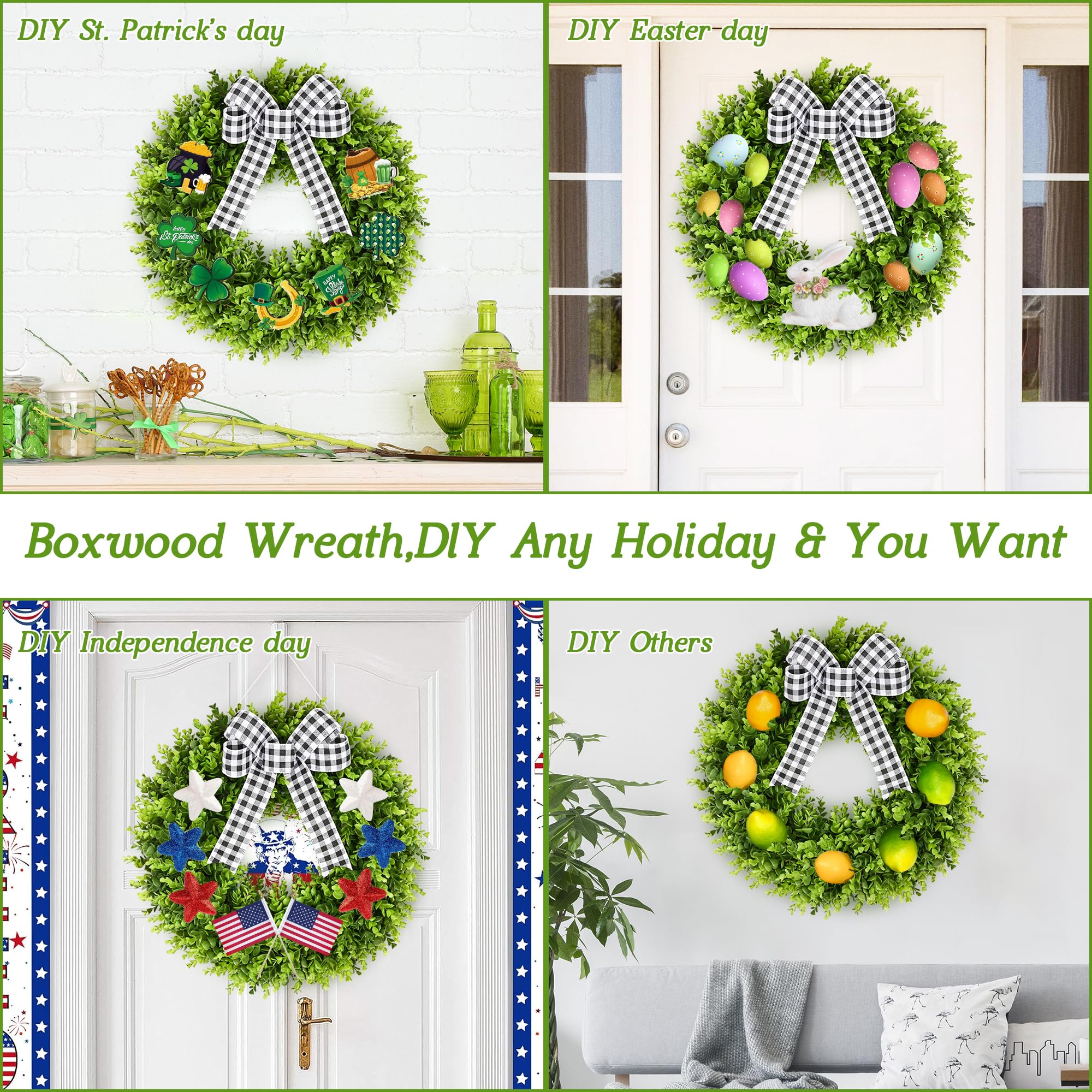 Vlorart boxwood wreath hung on wall for cozy decor