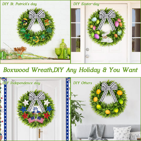 Vlorart boxwood wreath hung on wall for cozy decor