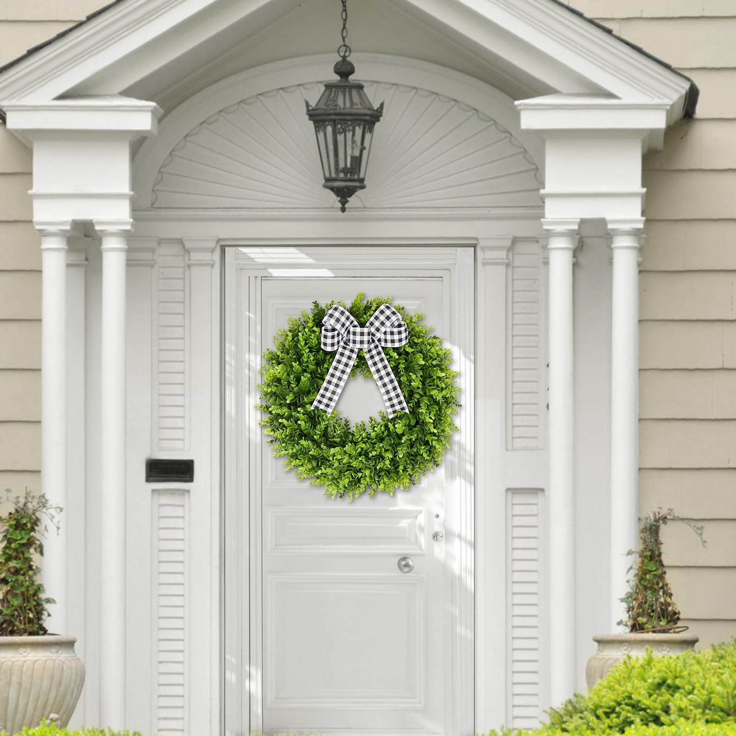 Vlorart boxwood wreath styled for wedding or event decor