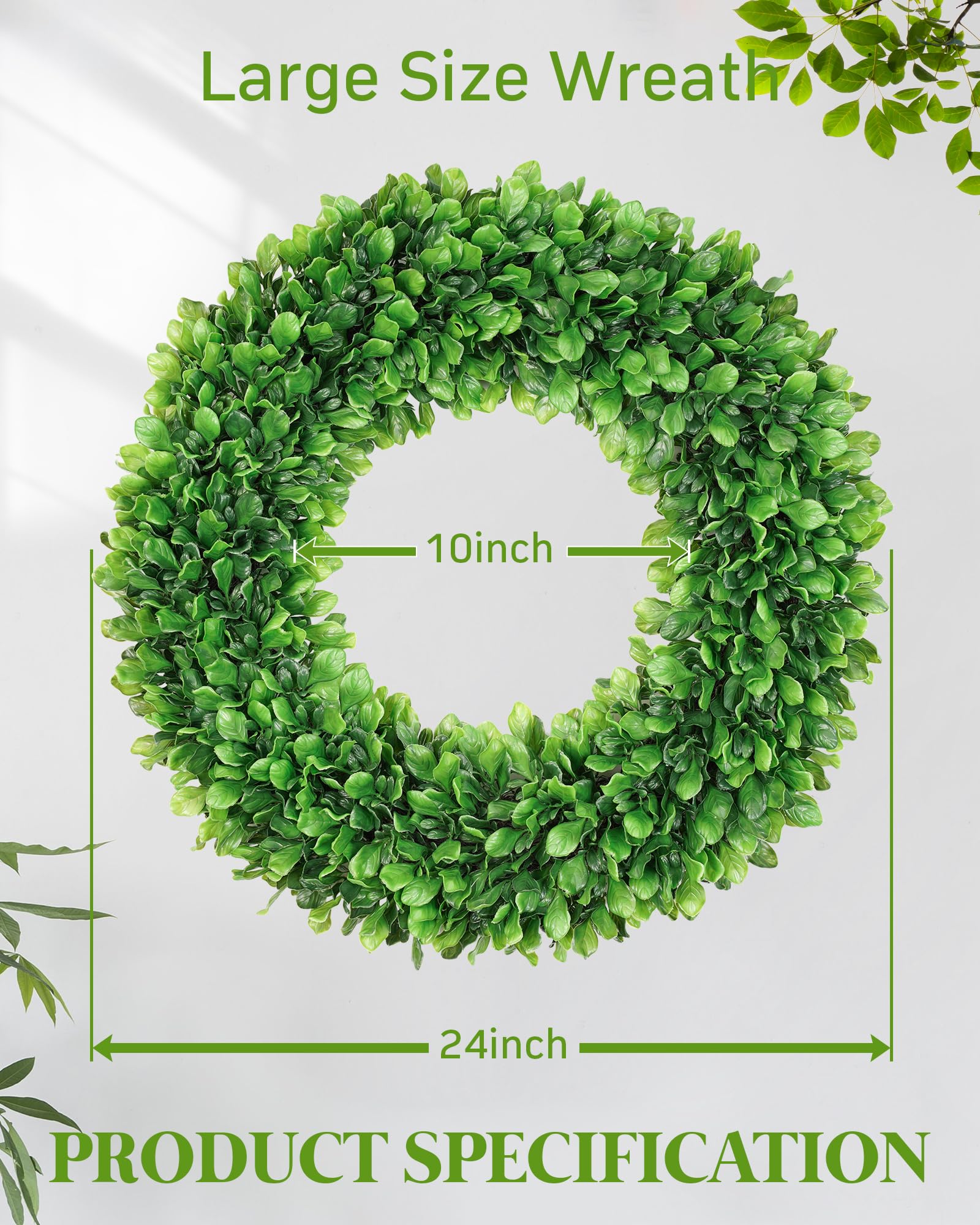 Vlorart boxwood wreath with sash suited for weddings or rustic decor.