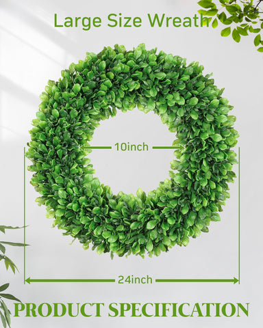 Vlorart boxwood wreath with sash suited for weddings or rustic decor.