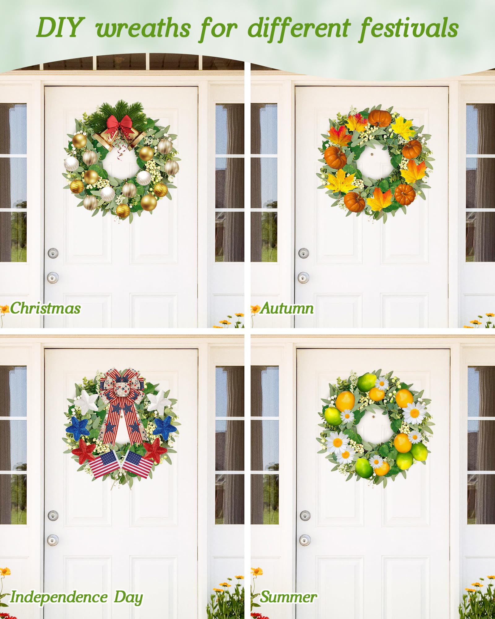Vlorart wreath can transform into Christmas décor with a red bow.
