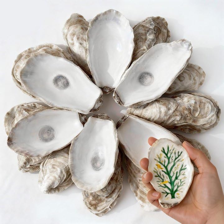 VMEECARL oyster shells front view, 4-6in, ideal for DIY coastal crafts