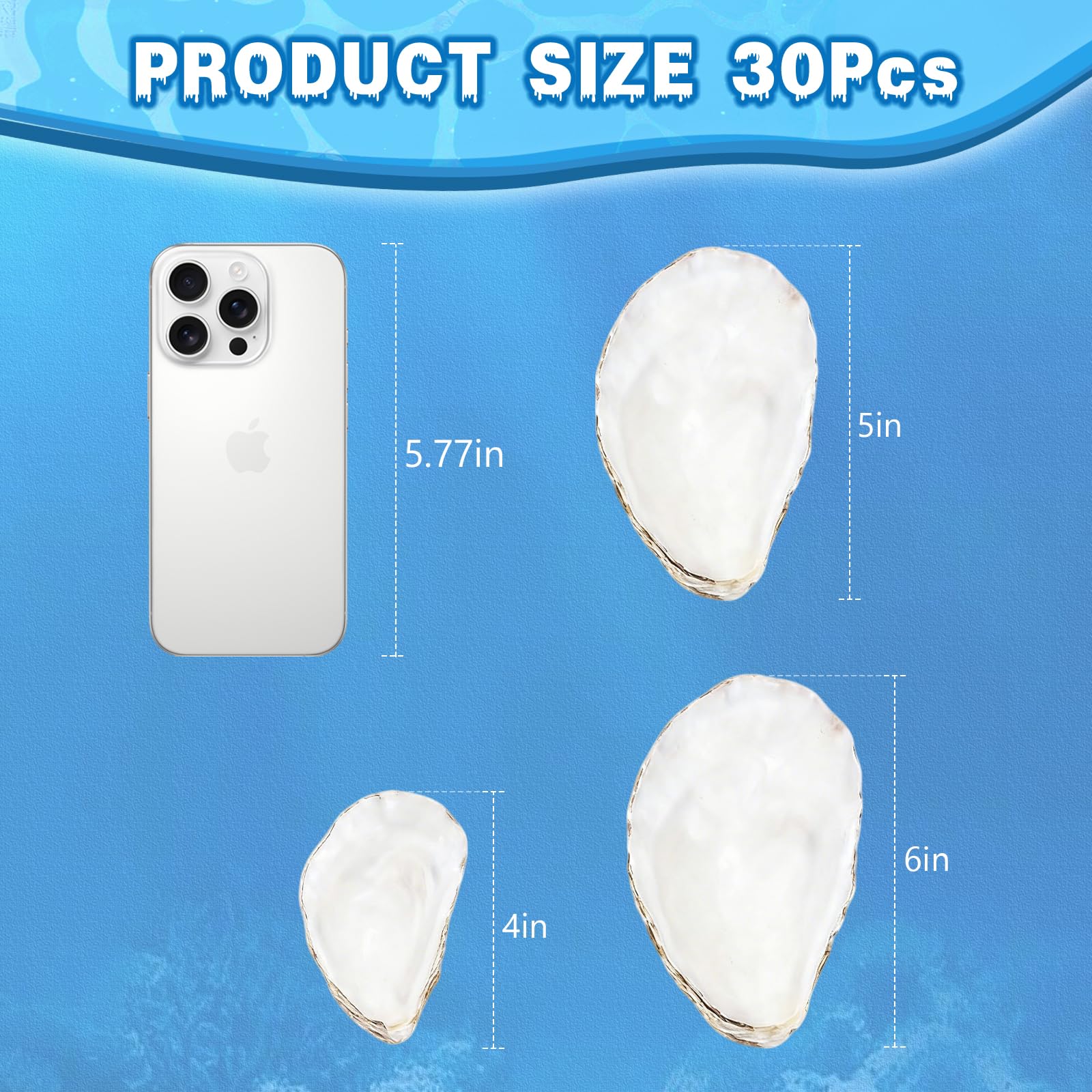 VMEECARL oyster shells size range 4-6in, great for large projects