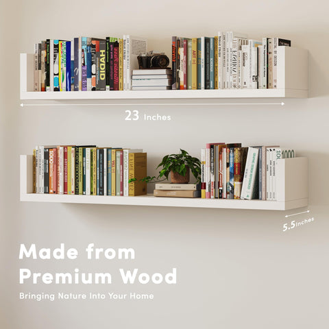VMROF floating shelves hold books, plants, and frames securely