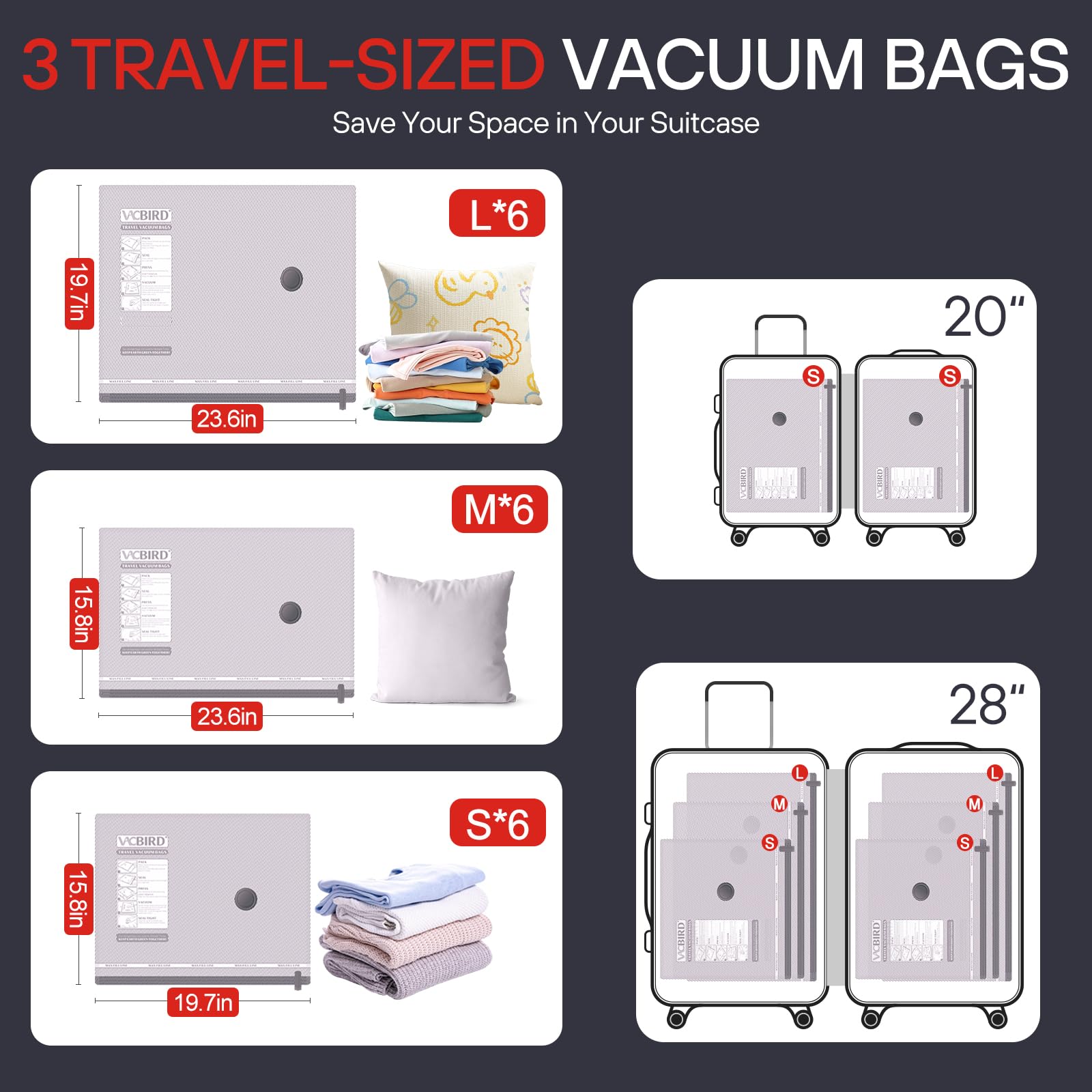 VMstr medium vacuum bags ready for mid-size outfits and organization