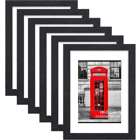 VMUZEDER 11x14 rustic black wood frame displays photos with a mat option for 8x10.