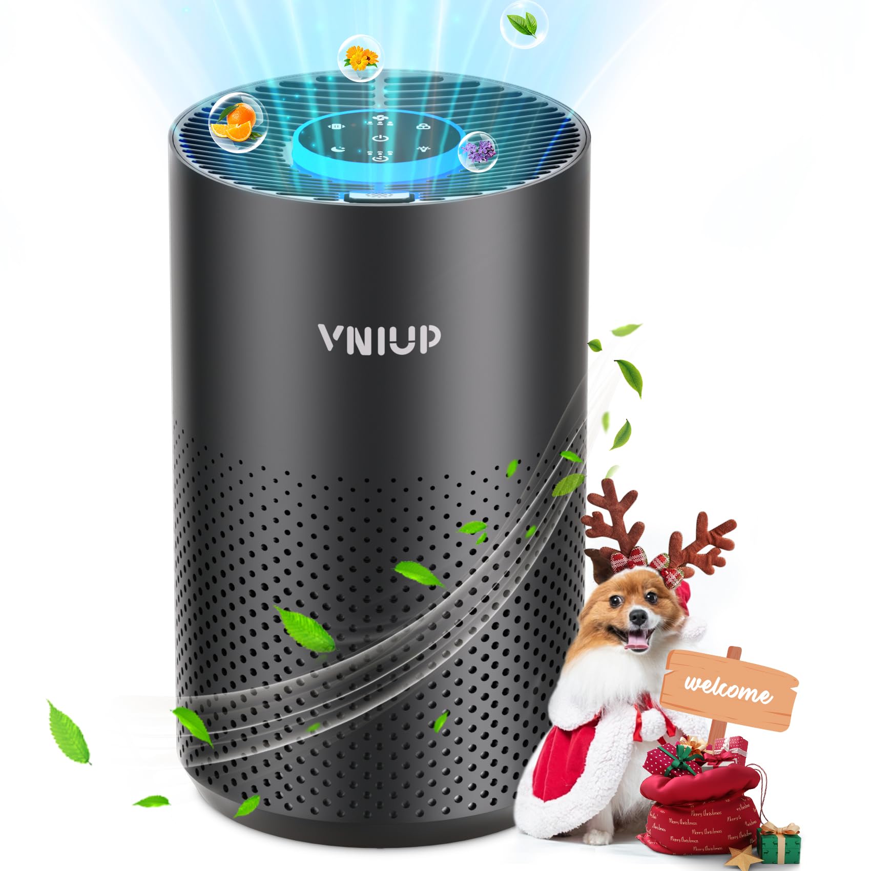 VNIUP ZQA-4000C air purifier with 360° suction in a bedroom for cleaner air
