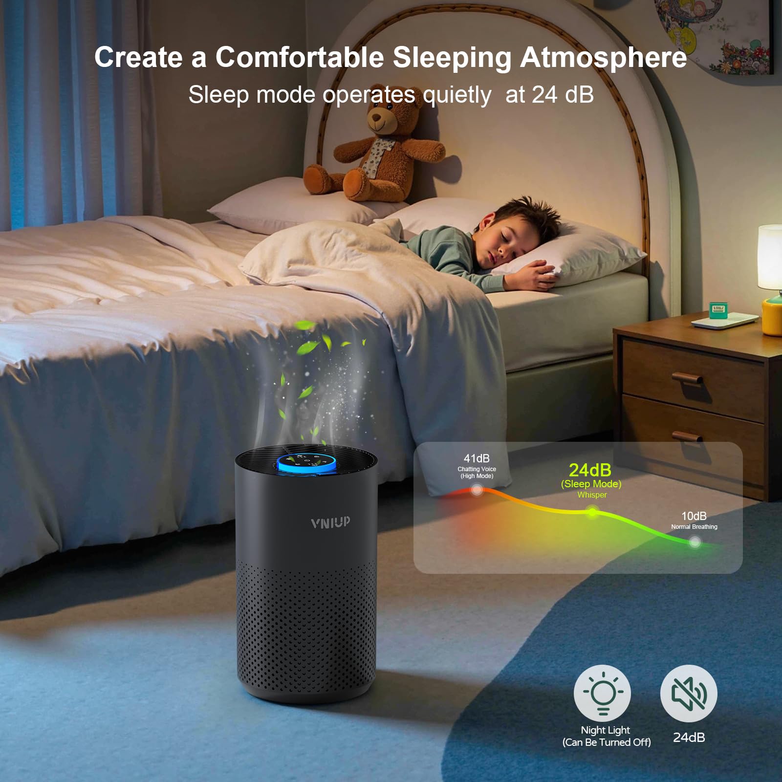 Sleek, stylish design fits bedrooms, living rooms, or nurseries