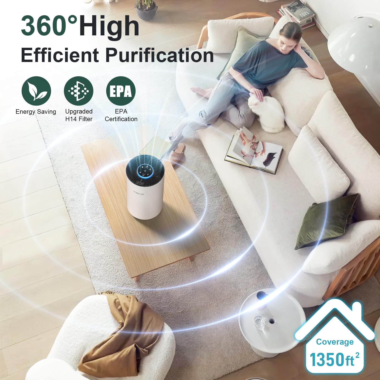 VNIUP ZQA-4000C sleep mode keeps noise low for restful nights.