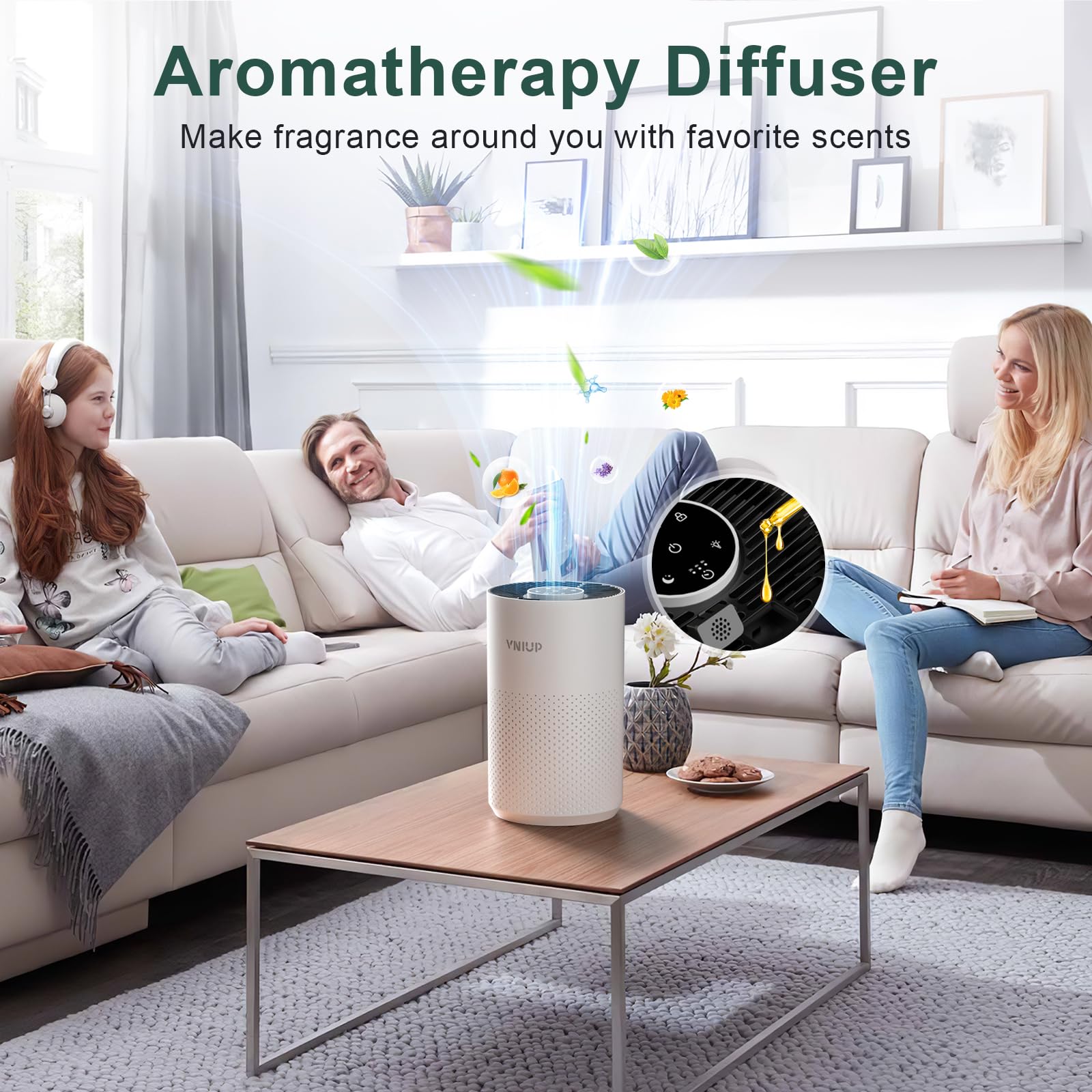 VNIUP ZQA-4000C top view shows aromatherapy pad for fragrance.
