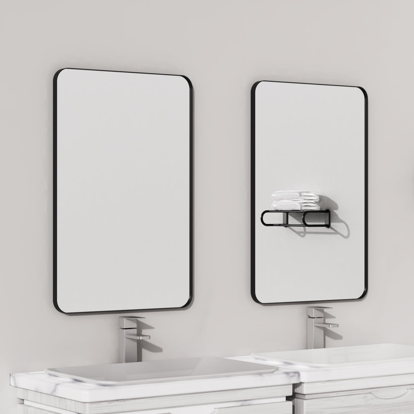 VocalStar modern flush-mount mirror enhancing any bathroom wall.