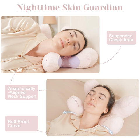 Vocheer pillow used for side sleeping with gentle facial support