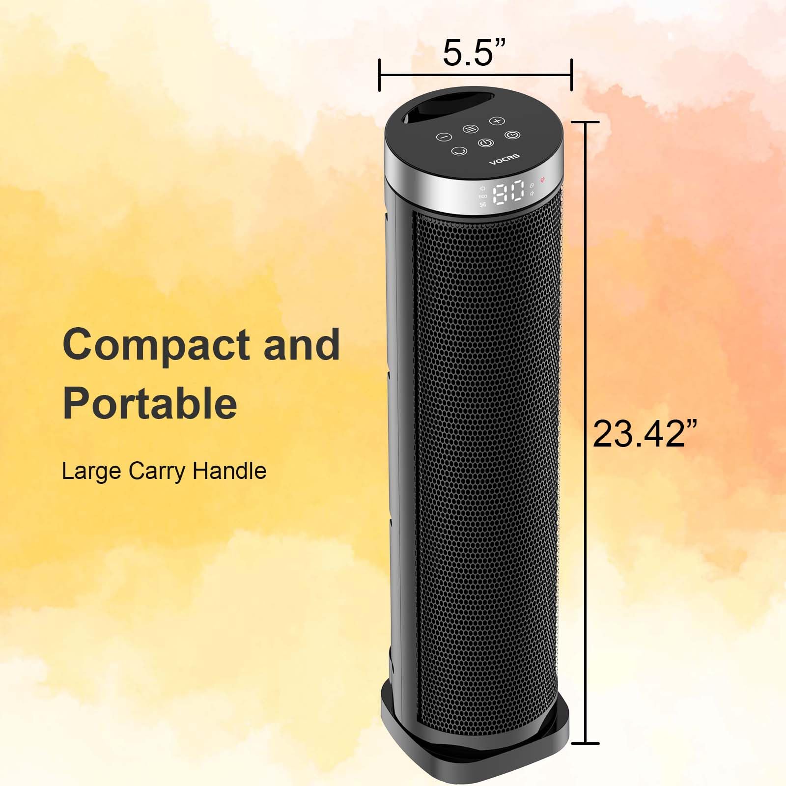 VOCRS heater features hidden handle and long cord for portability