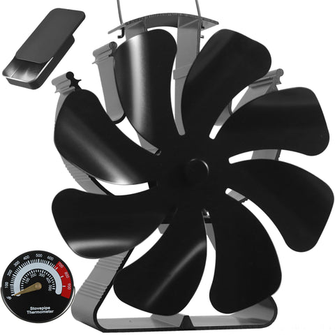 VODA 8-blade wood stove fan in action circulating warm air