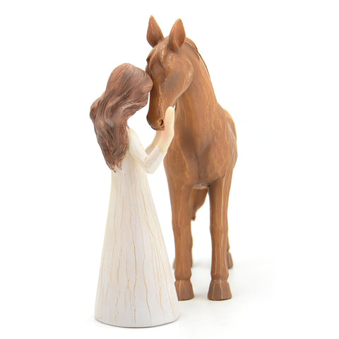 Vofstand guardian angel horse statue with girl conveys comforting memorial decor.