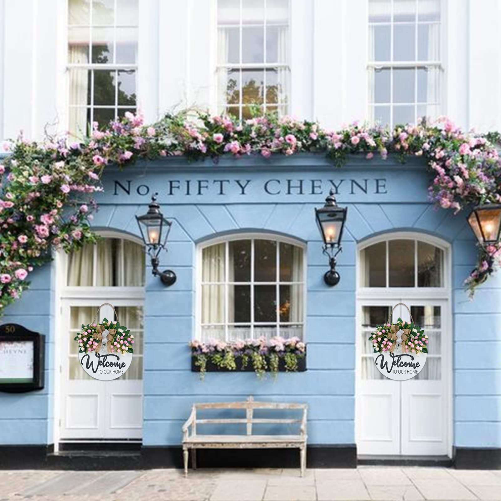 Vofuly floral porch decor wreath brightens any porch or interior wall.